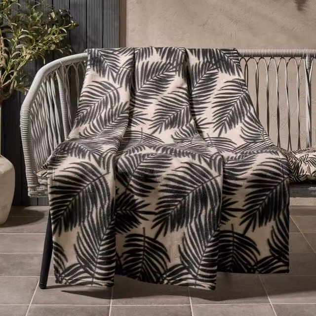 OHS Floral Fleece Throw Blanket in Beige, Yellow and Multicolour
