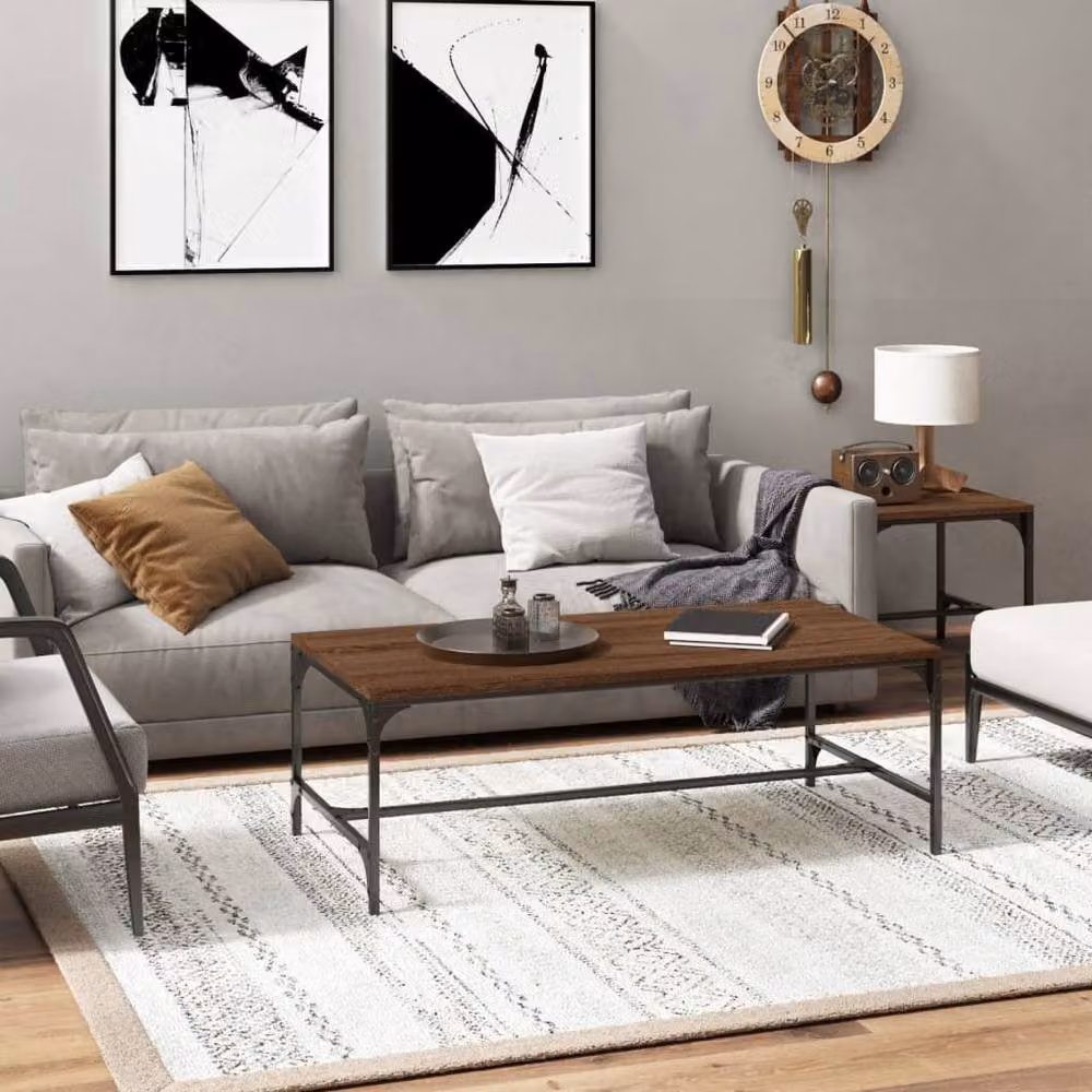 Berkfield Home Brown Oak Coffee Table, W/D/H: 100 x 50 x 35 cm – 2