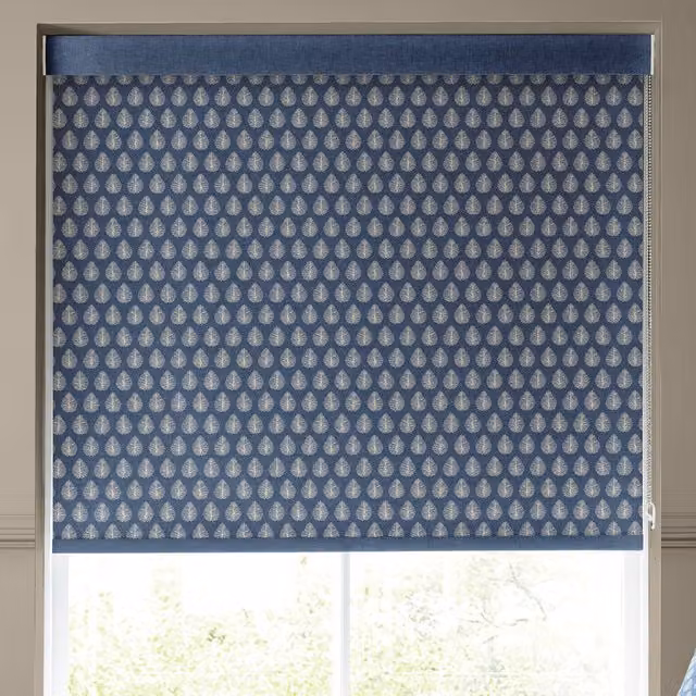 Emily Bond Jaipur Translucent Made to Measure Roller Blind in Blue Floral Pattern