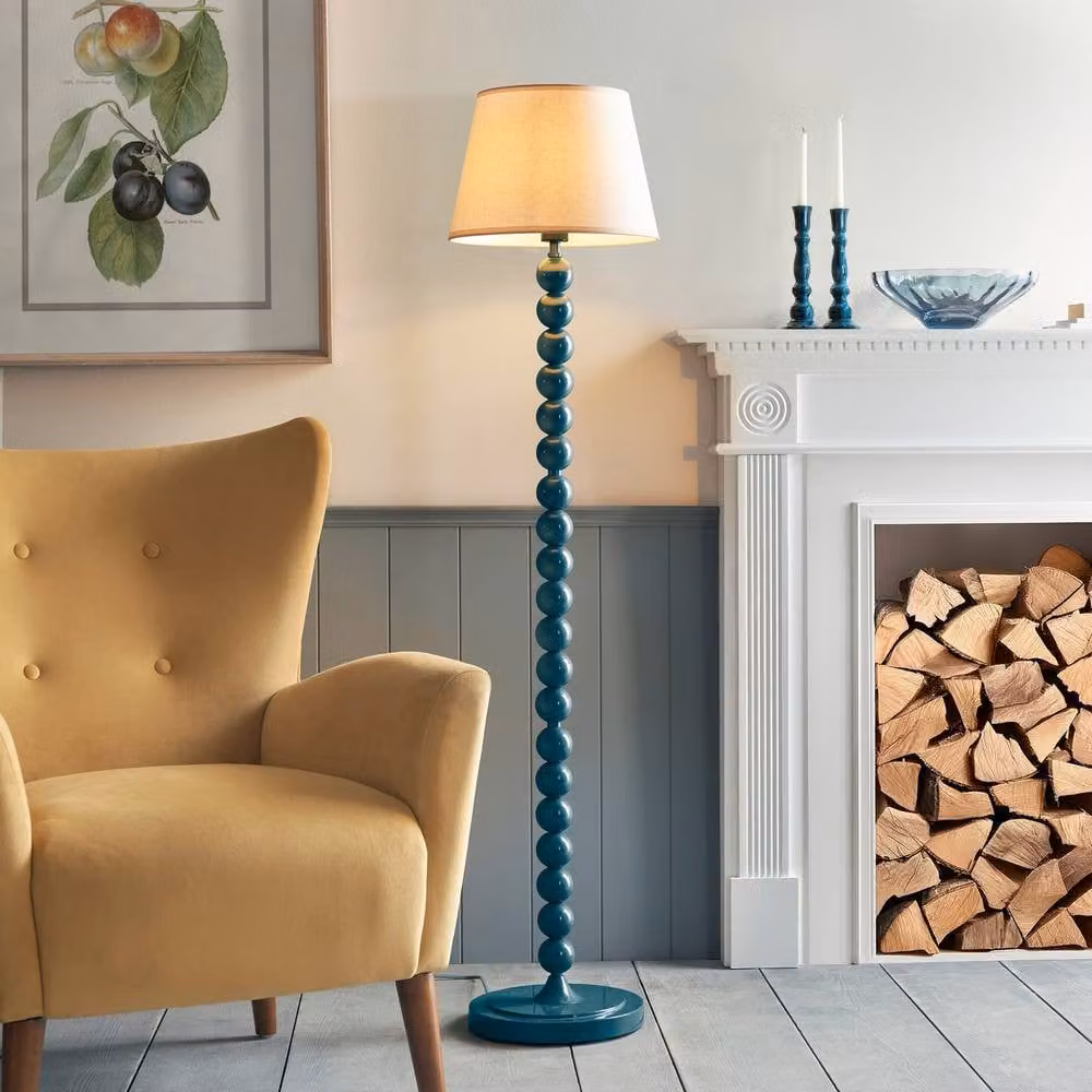 Netlighting Higgledy Blue Floor Lamp with Fabric Ivy Shade, Diameter: 35 cm, E27 – 2