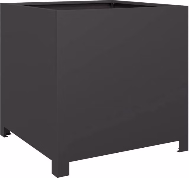 Berkfield Home Steel Garden Planter Tub, Black, W/D/H: 50 x 50 x 50 cm
