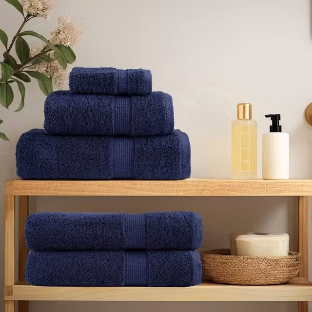 Berkfield Home SOLUND Premium Cotton Terry Soap Towels, 2 Pack, Navy Blue, W/D/H: 30 x 30 x 30 cm