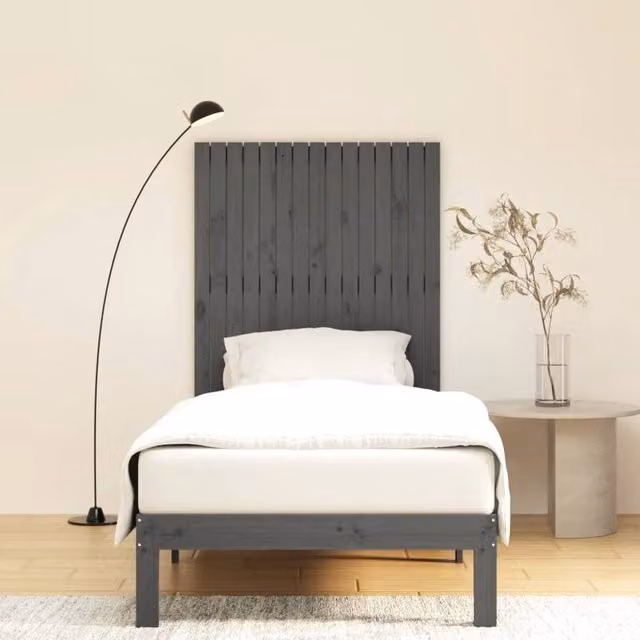 Berkfield Home Grey Striped Wall Headboard in Solid Pine Wood, W: 95.5 cm, D: 3 cm, H: 110 cm – 1