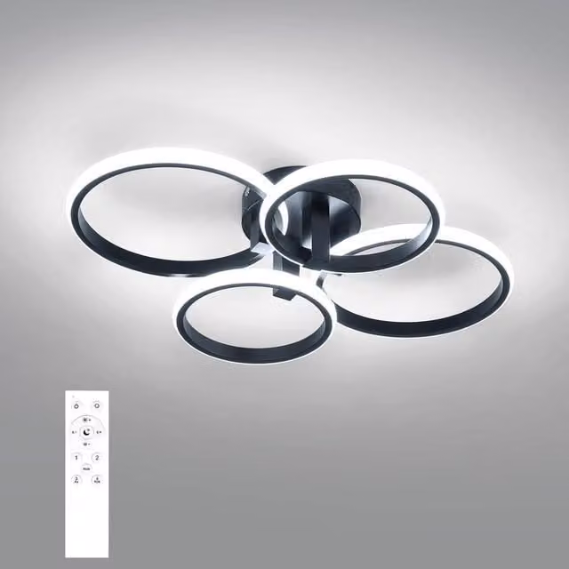 Goeco Round Dimmable LED Ceiling Light with Remote Control, Black