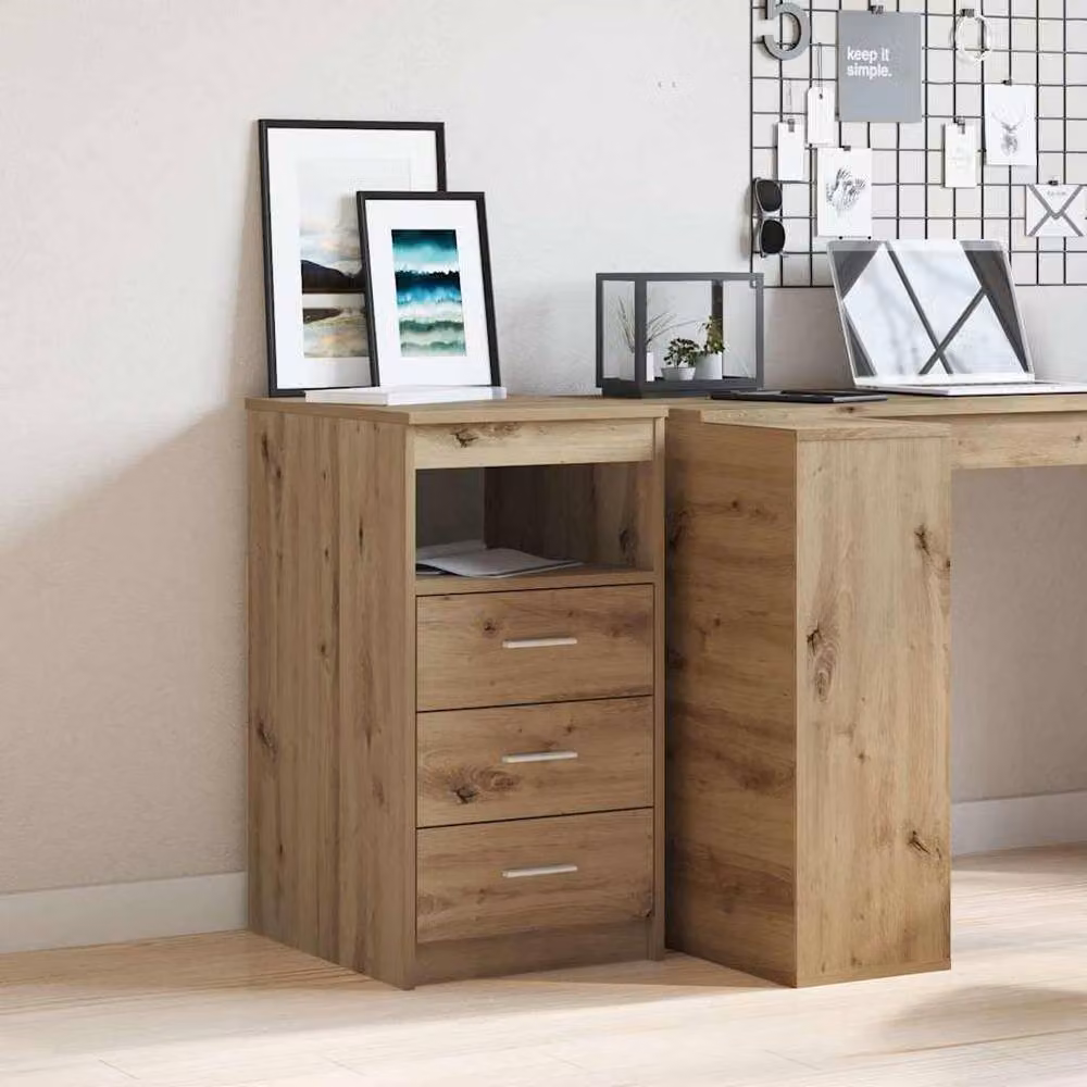 Berkfield Home Artisan Oak Drawer Cabinet in Brown, W/D/H: 40 x 50 x 76 cm – 2