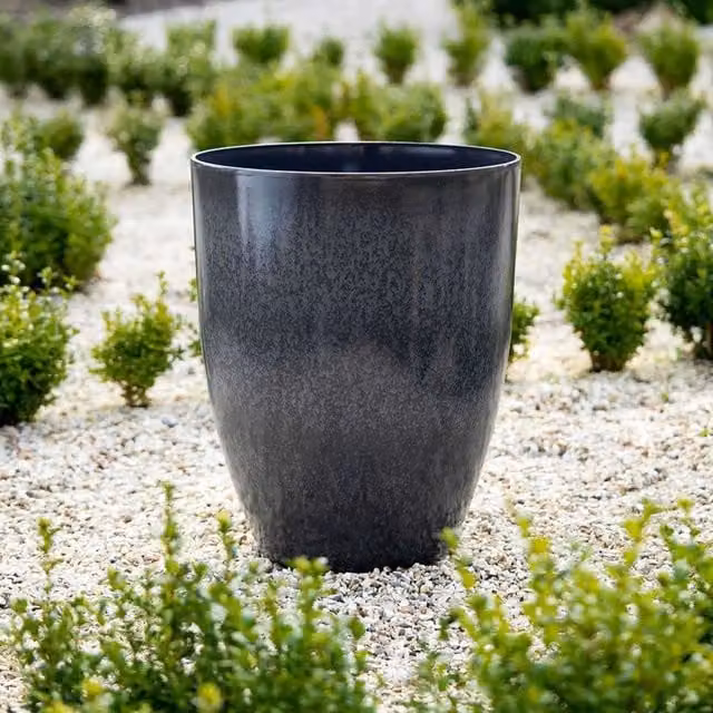 Primrose Tall Round Plastic Planter Tub, Grey, 51l