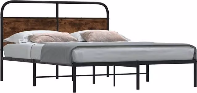 Berkfield Home King Size Bed Frame in Smoked Oak and Brown Engineered Wood, W/D/H: 150 x 200 cm – 1