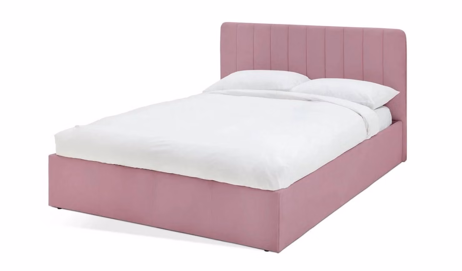 Habitat Pandora Modern Upholstered Velvet Double Ottoman Bed in Pink, W/D/H: 150 x 200 x 99 cm