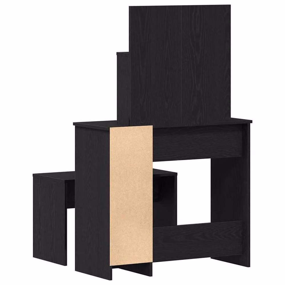 Berkfield Home Modern Black Oak Dressing Table Set in Engineered Wood – 6