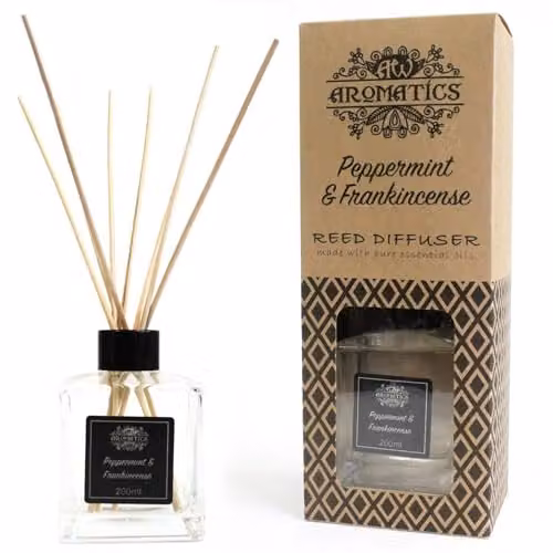 KDMD Peppermint & Frankincense Essential Oil Reed Diffuser, 200ml, Black – 1
