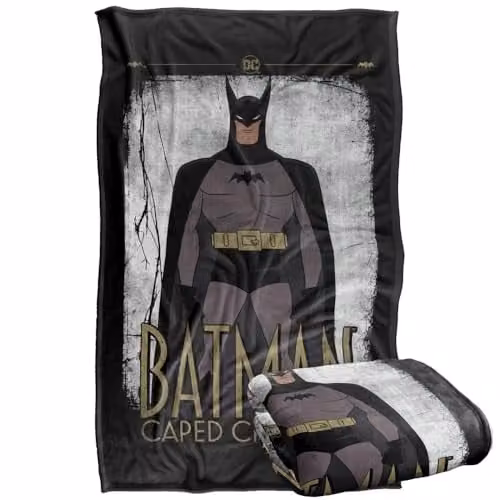Warner Bros. Batman Caped Crusader Animated Series Super Soft Fleece Throw Blanket, Multicolour, W: 91.44 cm x D: 91.44 cm x H: 147 cm – 1