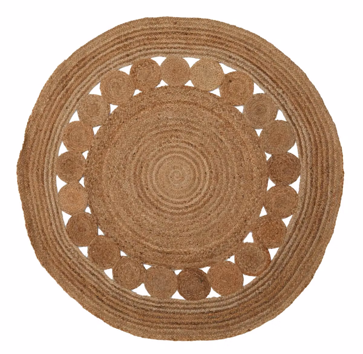 Orsina Bosie Demir Round Braided Jute Rug in Brown, Diameter: 100 cm – 3