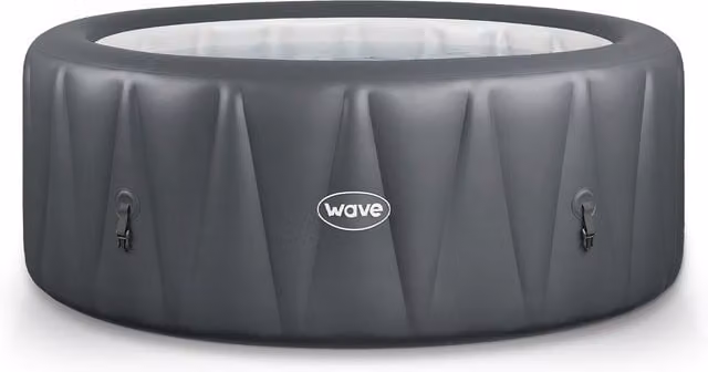 Bestway Wave Atlantic 4-Person Inflatable Round Hot Tub with Integrated Heater, Grey, Diameter: 155 cm