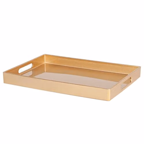 Argon Tableware Pack of 3 Gold Rectangular Melamine Serving Trays with Handles, W: 34.5 cm x D: 30 cm