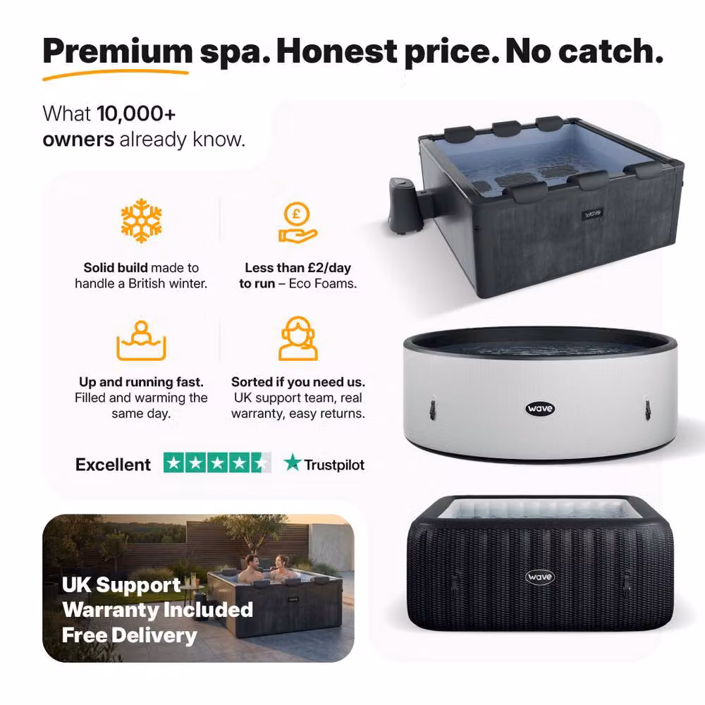 Wave Spas Wave Garda 4-Person Inflatable Foam Hot Tub Bundle with Thermal Cover and Ground Sheet in Light Grey – 4