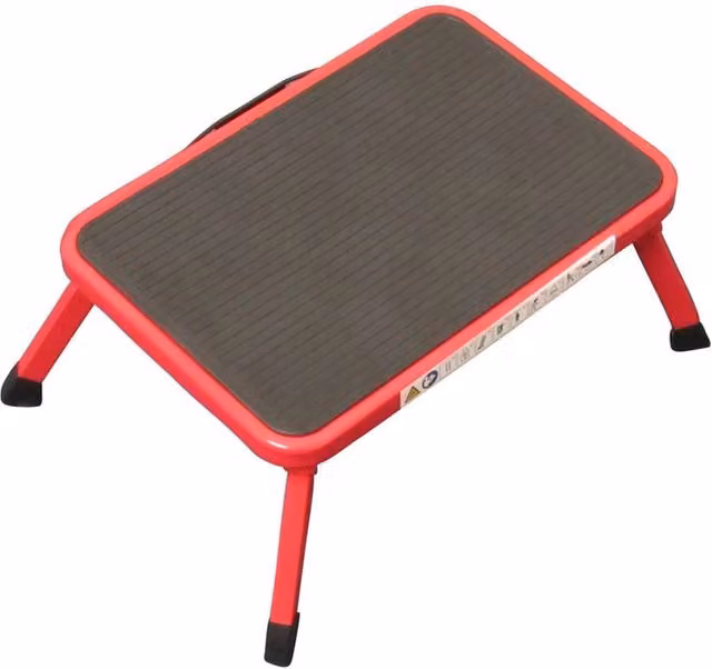 Nordara Red Single Folding Step Stool with Handle and Non-Slip Rubber Feet – 1