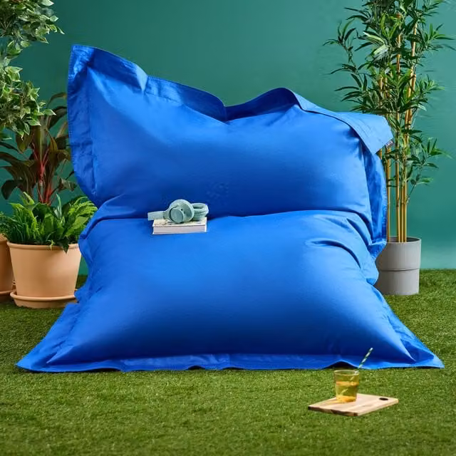 ICON Adults Giant Blue Water Repellent Fabric Bean Bag Floor Cushion