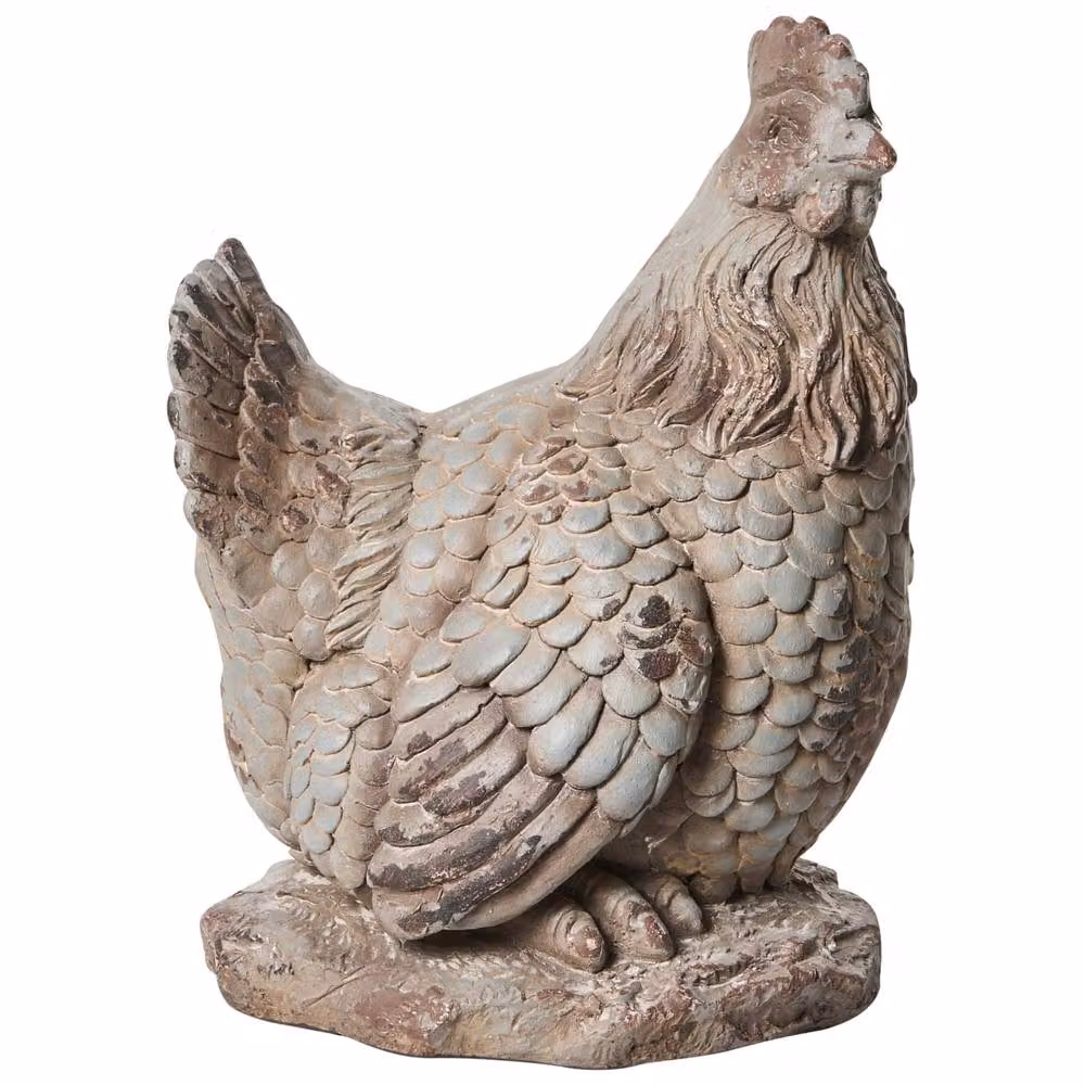 Wyld and Coco Beige Chicken Figurine Set of 2 Ceramic Rooster and Hen Garden Statues – 2