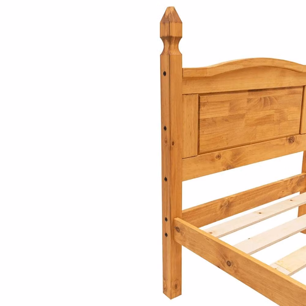 ERGOVEXA Single Solid Pine Bed Frame with High Foot End, Brown, W/D/H: 90 x 190 cm – 2