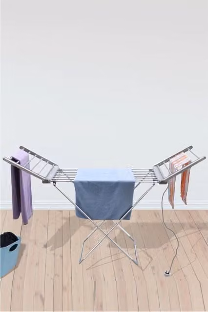 Groundlevel Extra Large Heated Electric Winged Clothes Airer in Silver