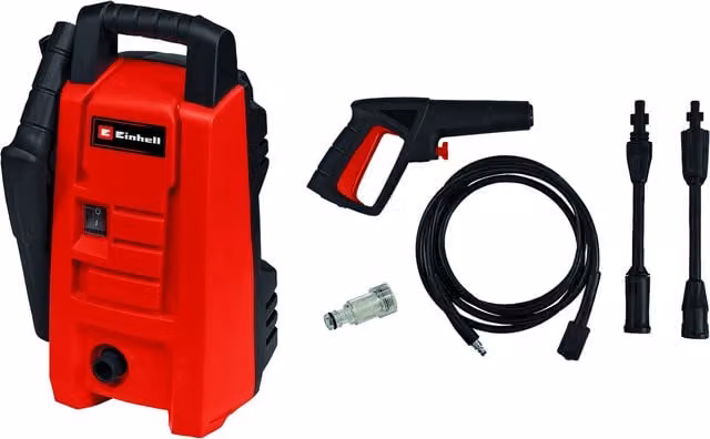 Einhell Red Pressure Washer with 1200W Motor, 90 Bar Pressure and 372 l/h Flow Rate