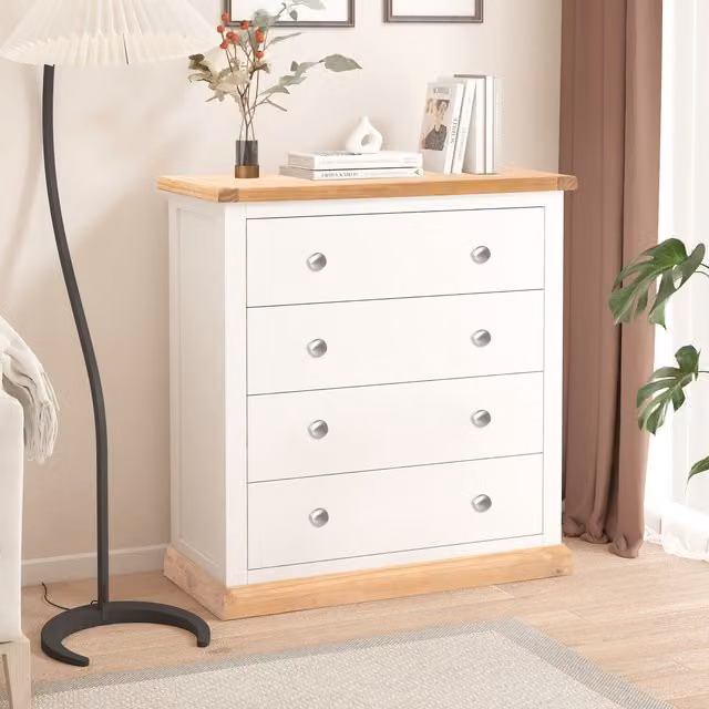 Cabinet Bits Trevi 4 Drawer Chest of Drawers in White with Chrome Knobs