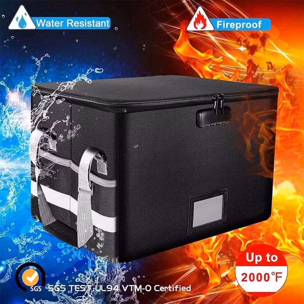 Kelvenix Fireproof Document Box with Locks in Black – 3