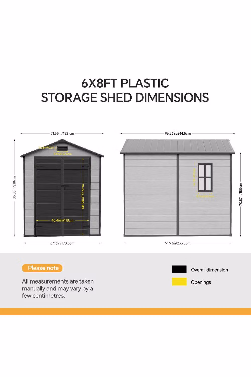 Living and Home Grey Plastic and Aluminium Outdoor Garden Storage Shed with Double Doors and Gable Roof, W/D/H: 182.88 x 182.88 x 218.0 cm – 4