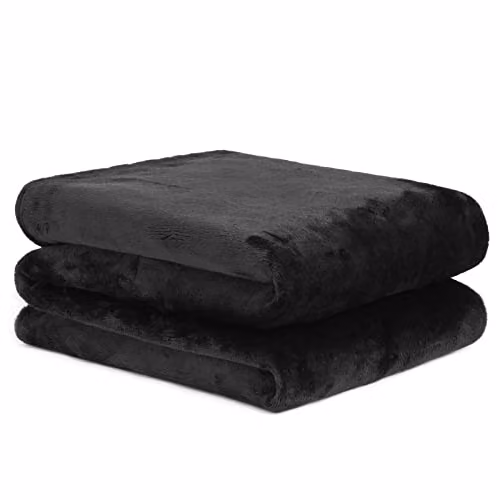 OHS Fluffy Fleece Throw Blanket in Black, W/D/H: 200 x 240 cm – 1