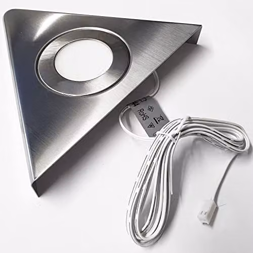 Loops Modern Triangle Under Cabinet Kitchen Light and Driver Kit with Warm White LED and Brushed Nickel Bezel – 4