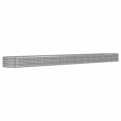 vidaXL Galvanised Steel Garden Raised Bed, Silver, W: 620 cm, D: 80 cm, H: 36 cm