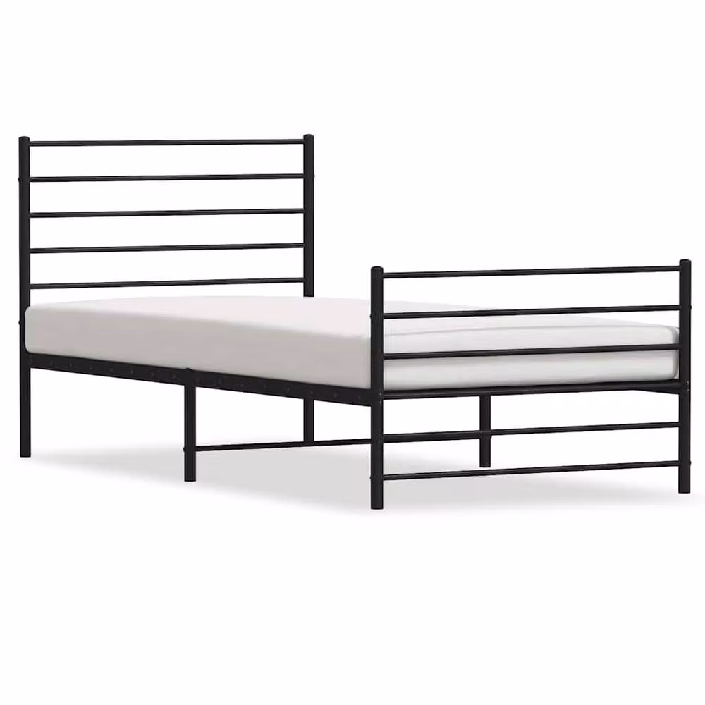 Berkfield Home Metal Bed Frame with Headboard and Footboard in Black, W/D/H: 90 x 200 cm – 2
