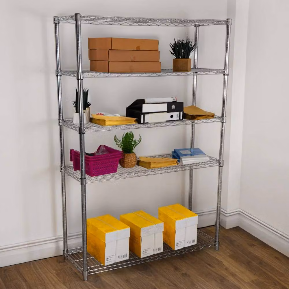 Kukoo Silver Metal Wire Racking with Adjustable Shelves, W/D/H: 45 x 150 x 180 cm – 2