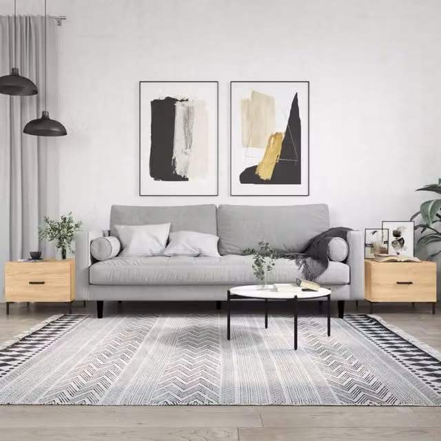 Berkfield Home Set of 2 Sonoma Oak Coffee Tables in Brown, W/D/H: 50 x 50 x 40 cm – 1