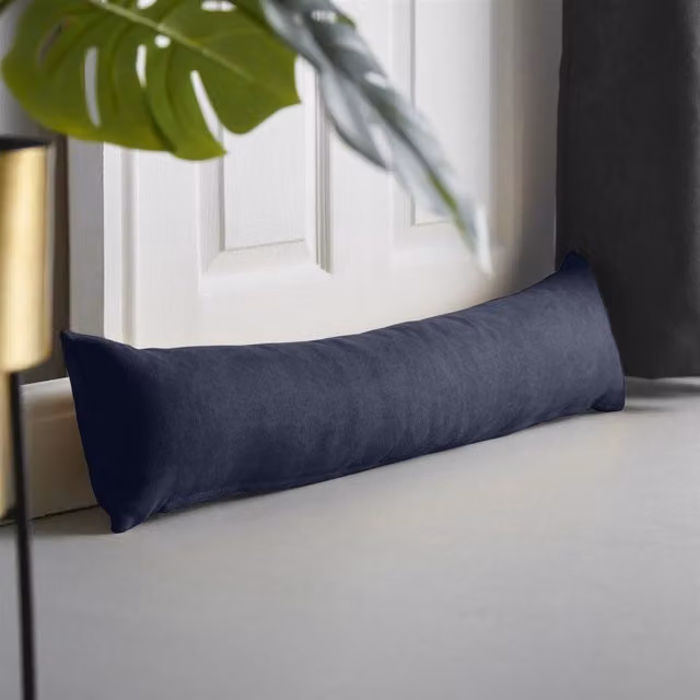 Livinluxury Velvet Chenille Draught Excluder in Blue