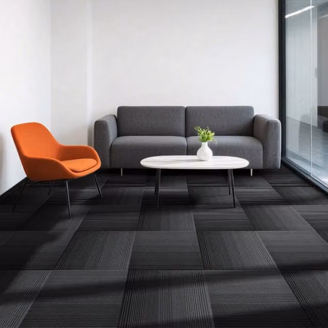 Darphe 20 Piece Modern Plain Polypropylene Carpet Tiles in Anthracite Grey