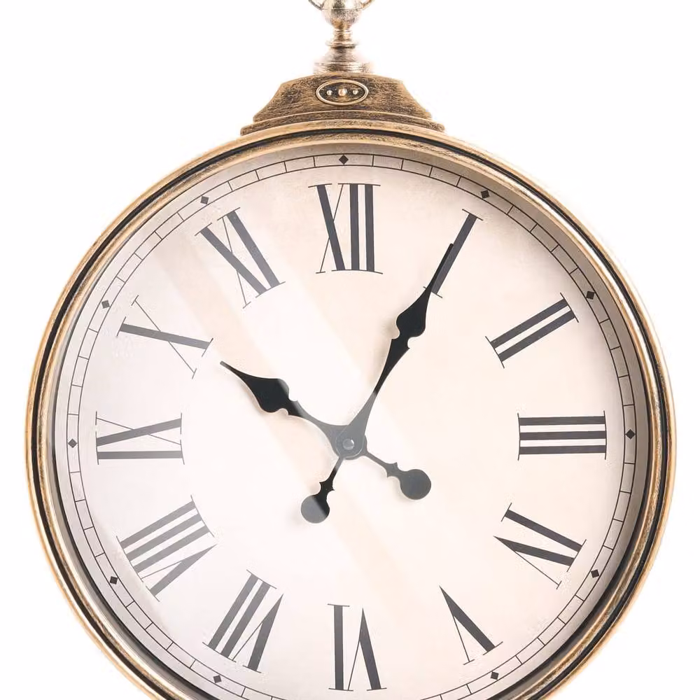 Wyld and Coco Heritage Clock Co Gold Vintage Round Silent Analog Wall Clock, W: 40 cm, H: 51 cm – 2