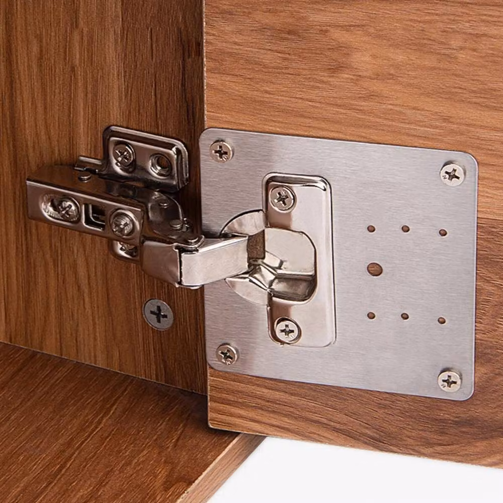 PAWNORA 8 Plate 48 Screw Cupboard Hinge Repair Kit in Silver Stainless Steel Look – 6
