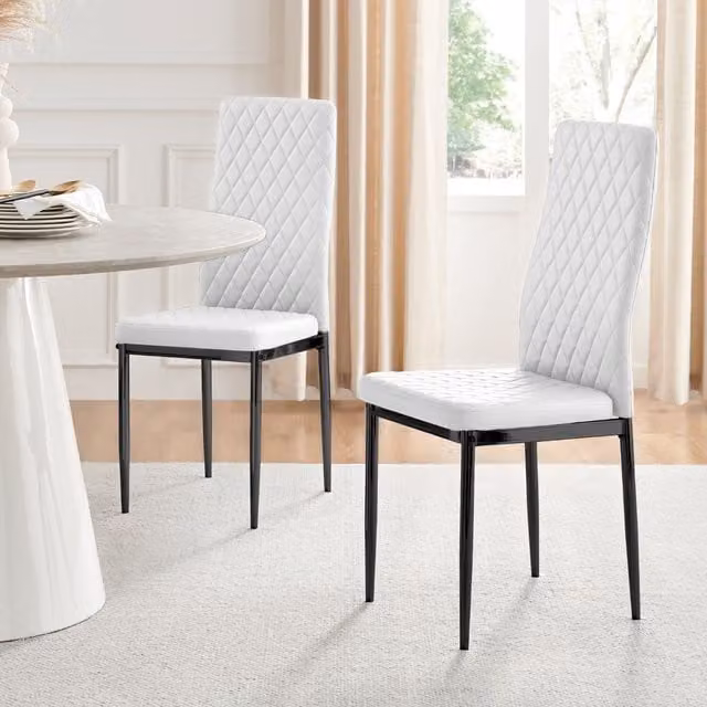 Furniturebox Set of 6 Milan Modern Upholstered Dining Chairs in White and Black with Synthetic Leather
