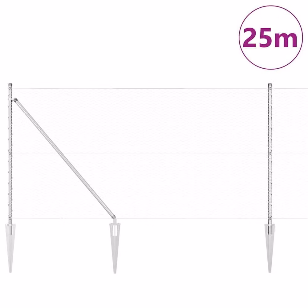 Berkfield Home Set of 2 Industrial Galvanised Steel Fencing in Silver/Grey, W: 1 m, H: 25 m – 2