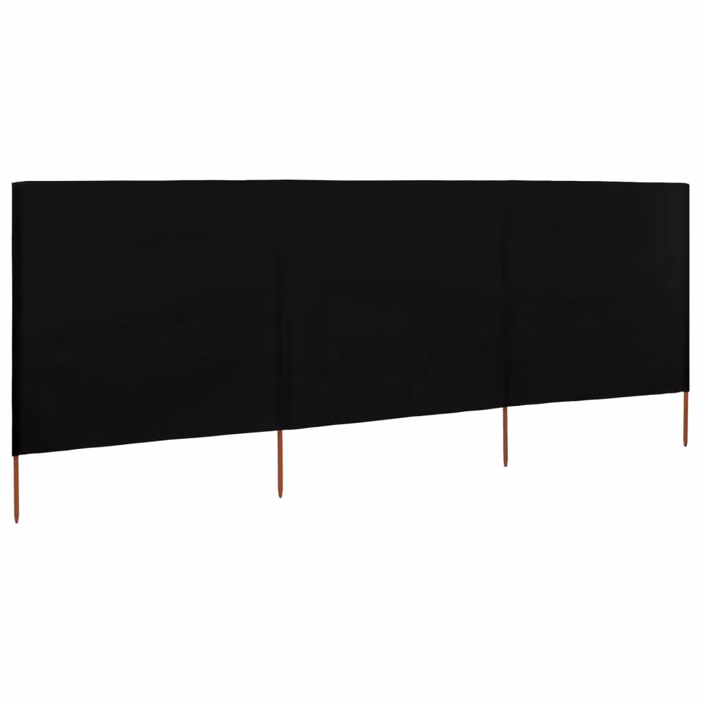 Berkfield Home 3-Panel Fabric Wind Screen, Black, W/H: 400 x 120 cm – 2