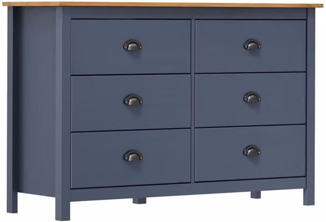 Berkfield Home Hill Sideboard in Grey Solid Pine Wood, W/D/H: 125 x 40 x 80 cm