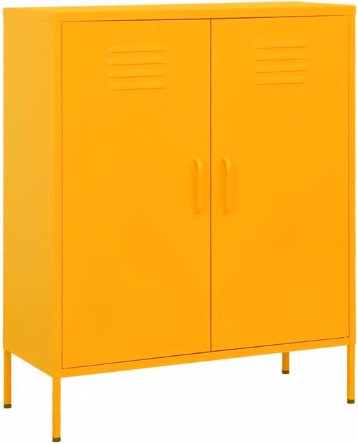 Berkfield Home Steel Storage Cabinet in Mustard Yellow, W/D/H: 80 x 35 x 101.5 cm