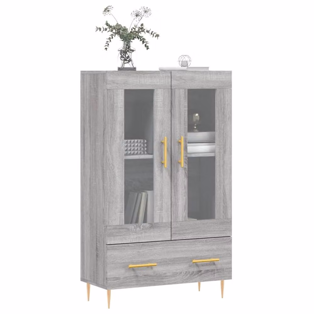 Berkfield Home Grey Sonoma Highboard with Glass Doors, W/D/H: 69.5 x 31 x 115 cm – 2