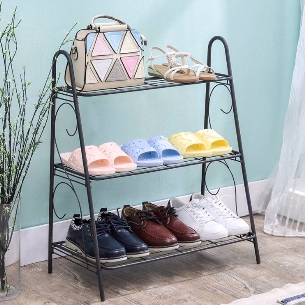 Havendro 3-Tier Matt Black Metal Ladder Plant Stand and Shoe Rack – 4