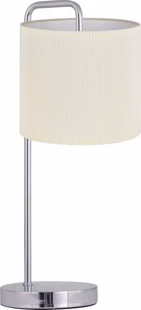 First Choice Lighting Chrome Arched Table Lamp with White Fabric Shade
