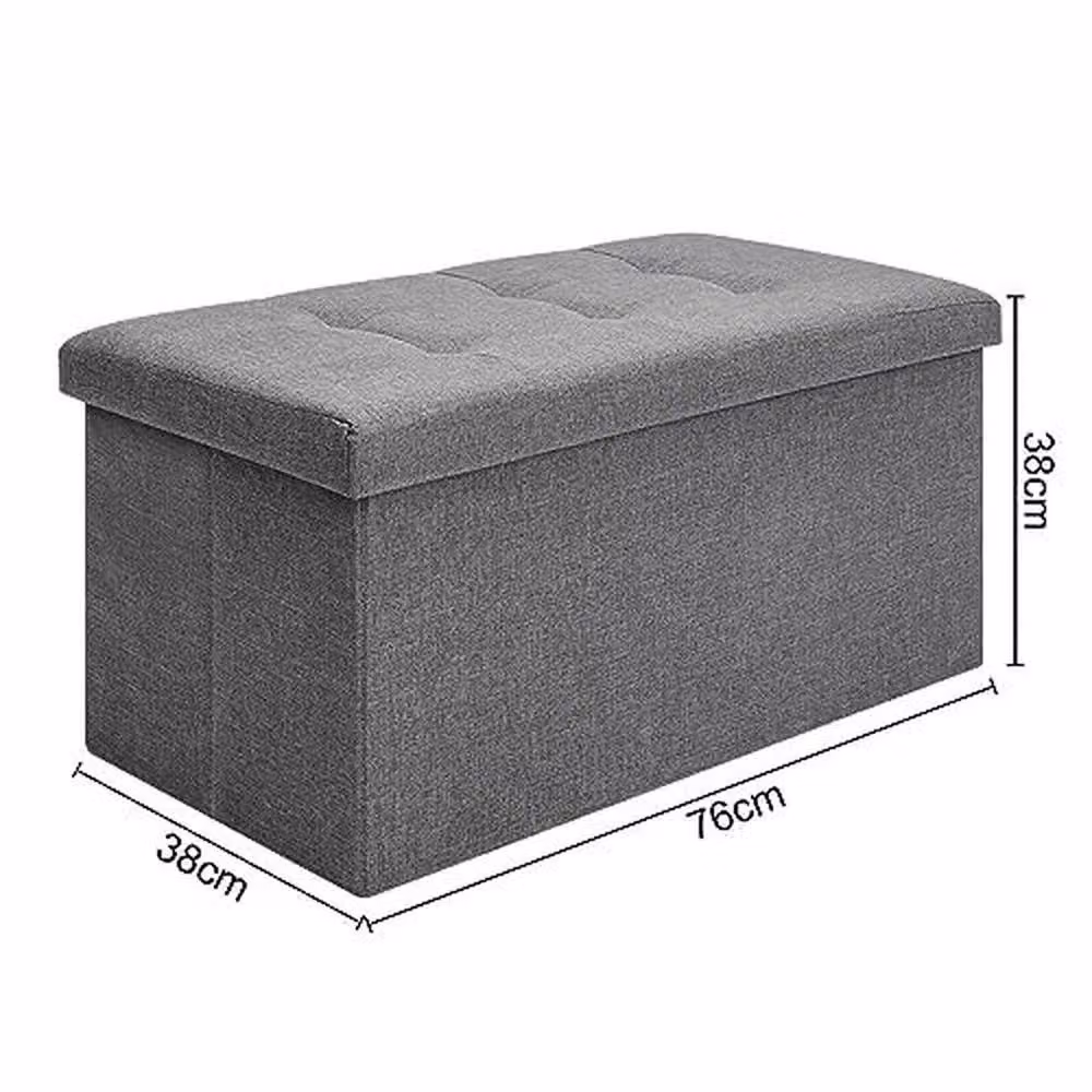 FORGEVIO Storage Seat Stool Trunk Chest in Dark Grey, W/D/H: 76 x 38 x 38 cm – 2