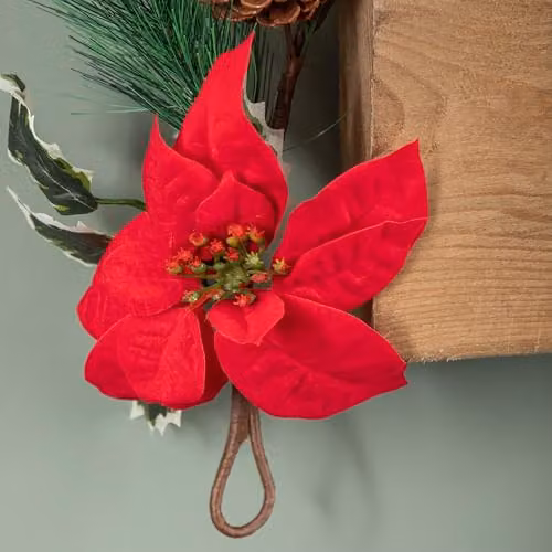Samuel Alexander 1.8m Red and Green Christmas Poinsettia Garland with Pinecones and Seasonal Foliage – 3