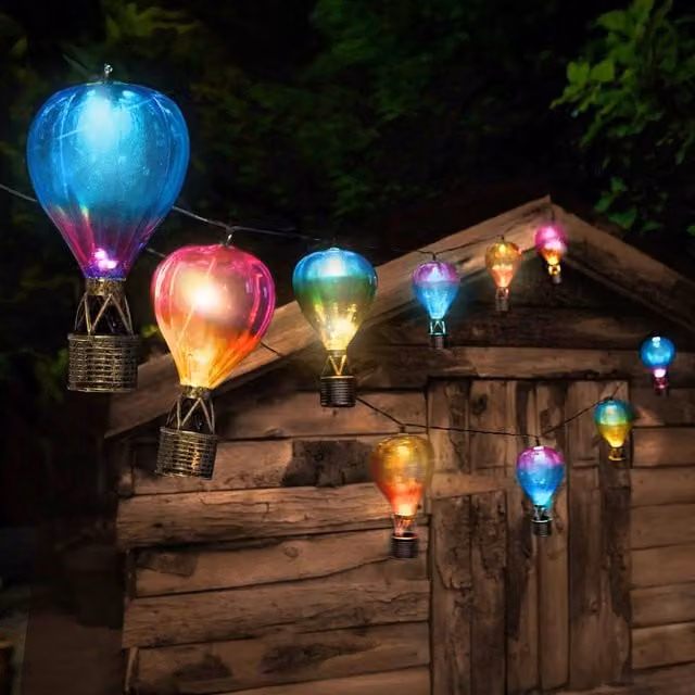 Marco Paul Multicoloured Solar Powered LED Hot Balloon String Lights with Dusk Sensor – 1