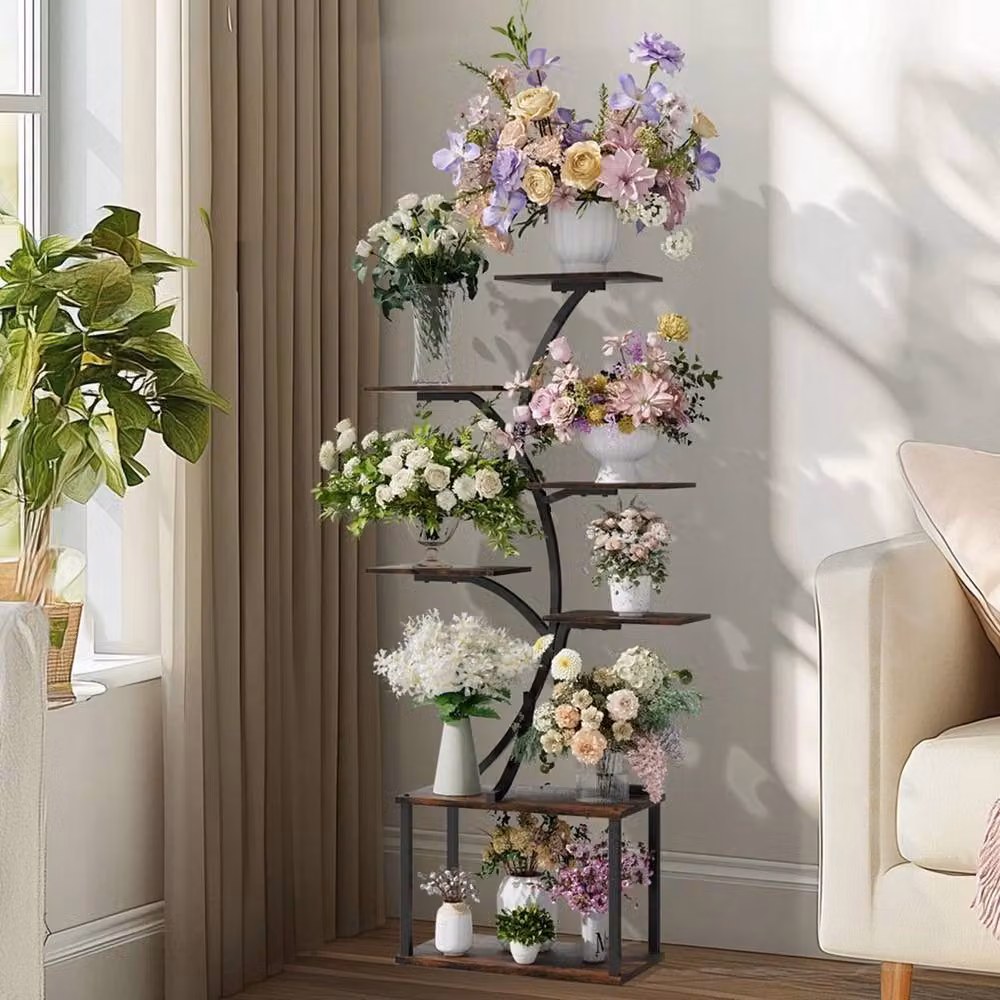 FORGEVIO Multi-Tier Plant Display Stand and Potted Flower Holder Rack in Matt Black – 3